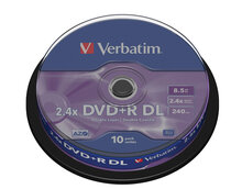 Носители инфомации VERBATIM DVD+R 8,5Gb DL 2.4x Cake 10 pcs 43562