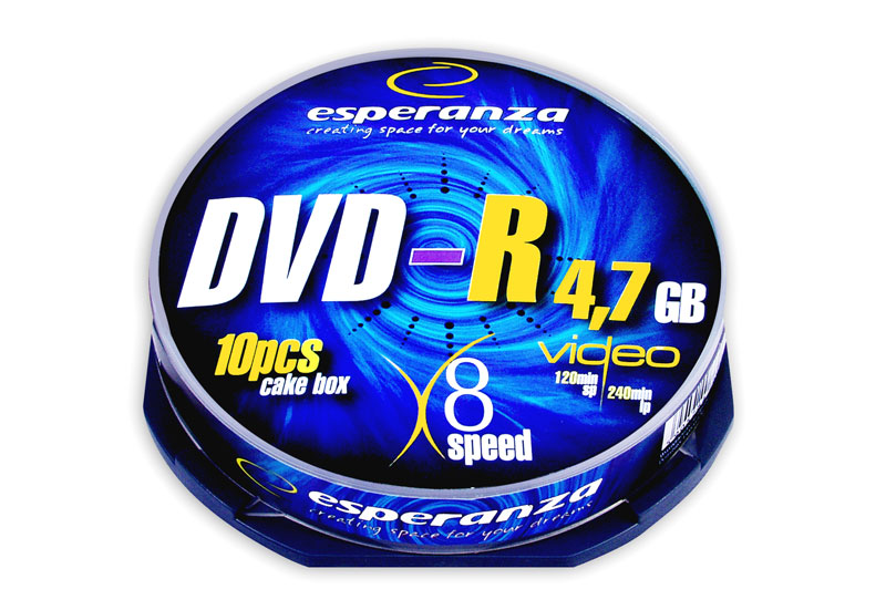 Носії інформації ESPERANZA DVD-R 4.7 Gb 8x Cake 10 pcs Movie