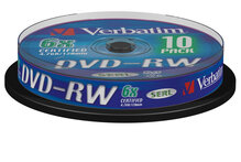 Носители инфомации VERBATIM DVD-RW 4,7Gb 6x Cake 10 pcs Matt Silver 43585