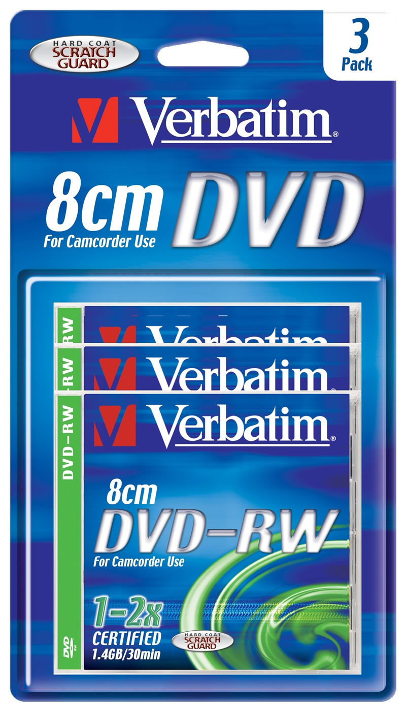 Носії інформації VERBATIM DVD-RW 1,4 Gb 2X Blister 3 pcs Hardcoat 43593