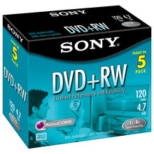 Носії інформації SONY DVD+RW 4.7 Gb 120min 4x Jawel 5 pcs