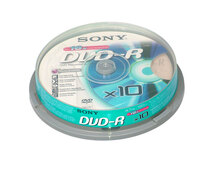 Носії інформації SONY DVD-R 4.7 Gb 120min 16x Cake 10 pcs