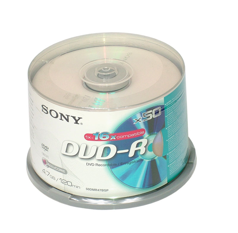 Носії інформації SONY DVD-R 4.7 Gb 120min 16x Cake 50 pcs