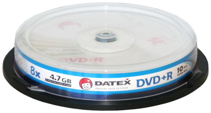 Носители инфомации DATEX DVD+R 4,7Gb 8x Cake 10 pcs