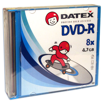 Носії інформації DATEX DVD-R 4,7 Gb 8x Slim 10 pcs Color