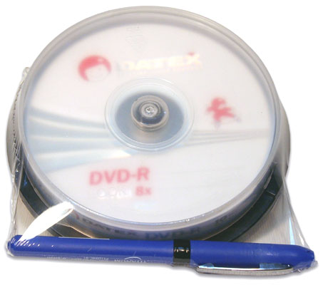 Носители инфомации DATEX DVD-R 4,7Gb 8x Cake 10 pcs + MARKER