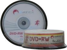 Носители инфомации DATEX DVD+RW 4,7GB 4x Cake 25 pcs