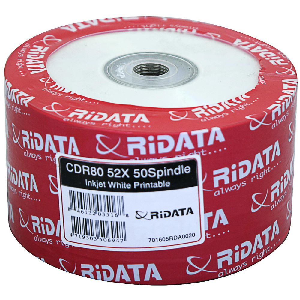 Носії інформації RIDATA CD-R 700Mb 52x Bulk 50 pcs Printable (fullface)