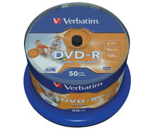 Носители информации VERBATIM DVD-R 4,7Gb 16x Cake 50 pcs Printable 43649