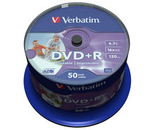 Носії інформації VERBATIM DVD+R 4,7 Gb 16x Cake 50 pcs Printable 43651