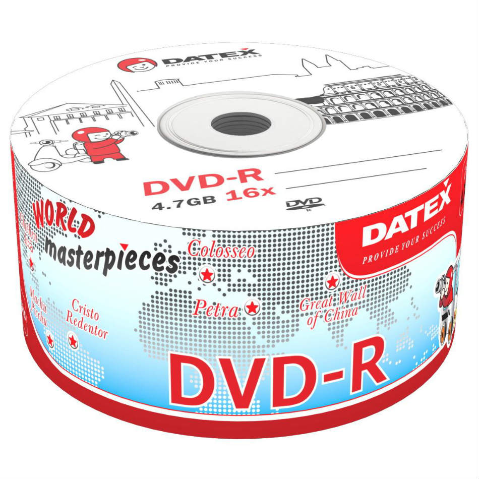 Диск DATEX DVD-R 4,7Gb 16x Bulk 50 pcs "Roman Colosseum" (907WEDRKAF009/9070EDRKAF042)