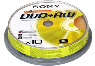 Диск DVD без запису SONY DVD+RW 4,7 GB/1-4x CakeBox 25