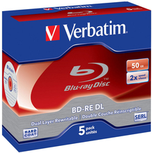 Носители информации VERBATIM BD-RE DL 50Gb 2x Jewel 5 pcs 43760