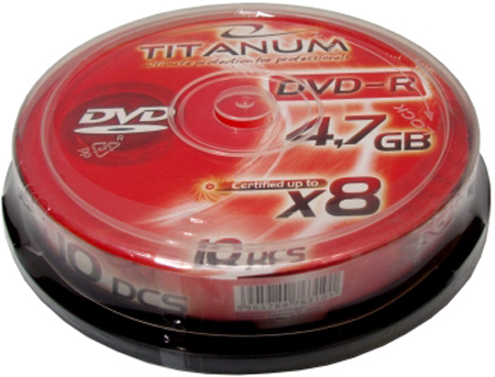 Носители информации TITANUM DVD-R 4.7Gb 8x Bulk 10 pcs