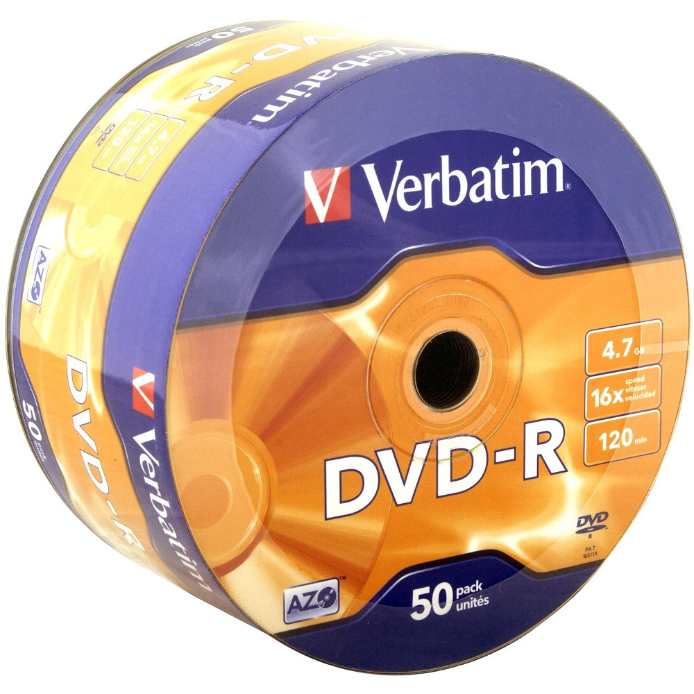 Носії інформації VERBATIM DVD-R 4,7 Gb 16x Wrap 50 pcs 43788