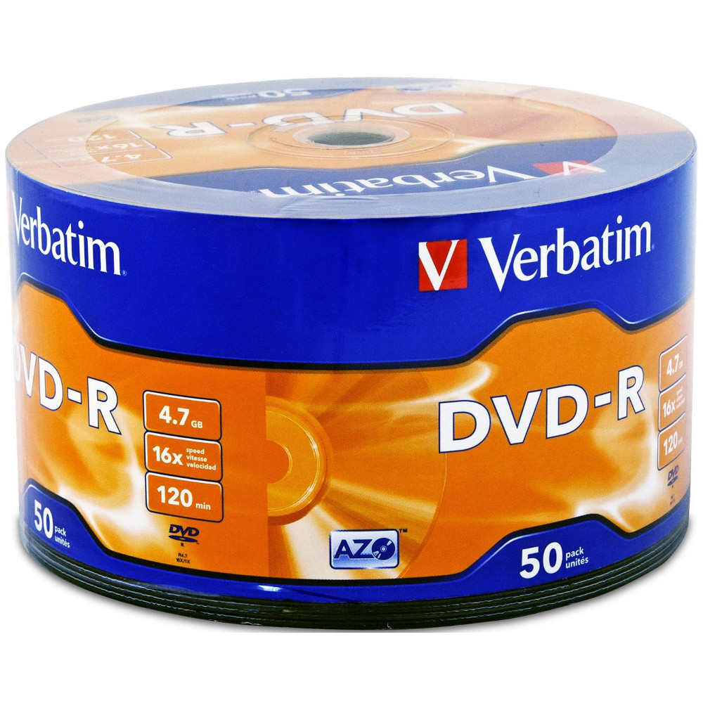 Носители информации VERBATIM DVD-R 4,7Gb 16x Wrap 50 pcs 43788 ЦЕНА УКАЗАНА ЗА 1 ДИСК True