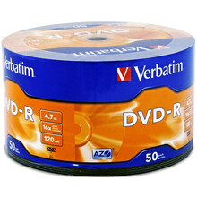 Носители информации VERBATIM DVD-R 4,7Gb 16x Wrap 50 pcs 43788