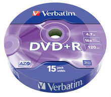 Носії інформації VERBATIM DVD+R 4,7 Gb 16x Wrap 15 pcs Matt Silver 43786