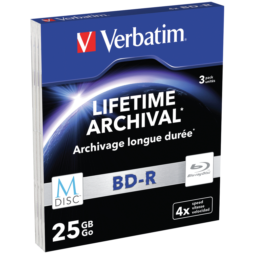 Носители информации VERBATIM M-DISC BD-R 25Gb 4x Slim 3pcs (43827)