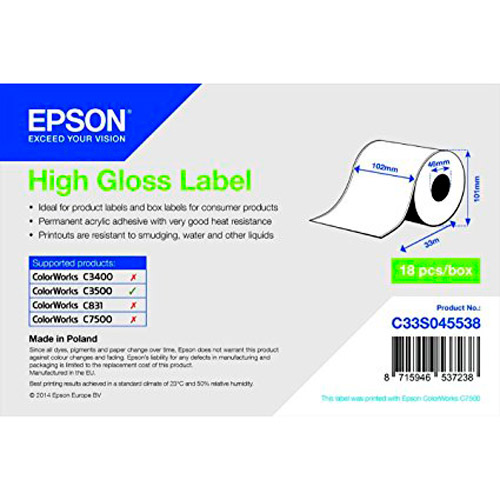 Бумага Epson High Gloss Label TM-C3500 для печати наклеек (C33S045538)