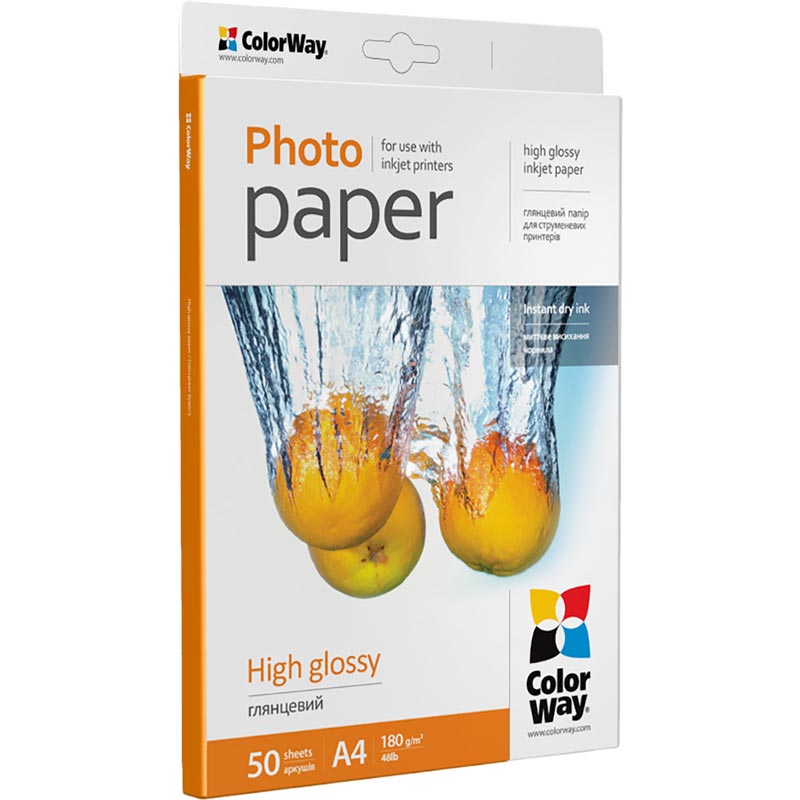 Фотопапір COLORWAY Глянцевий 50л (PG180050A4)