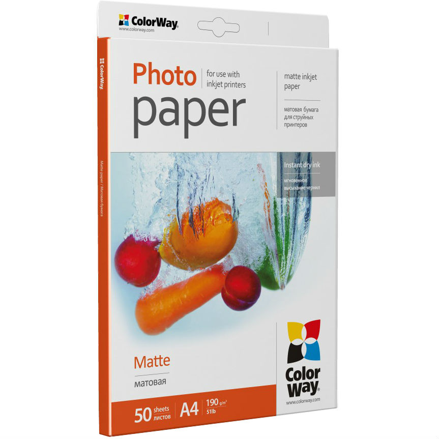 Фотопапір COLORWAY PM190050A4 матова 190г/м Тип фотопапір