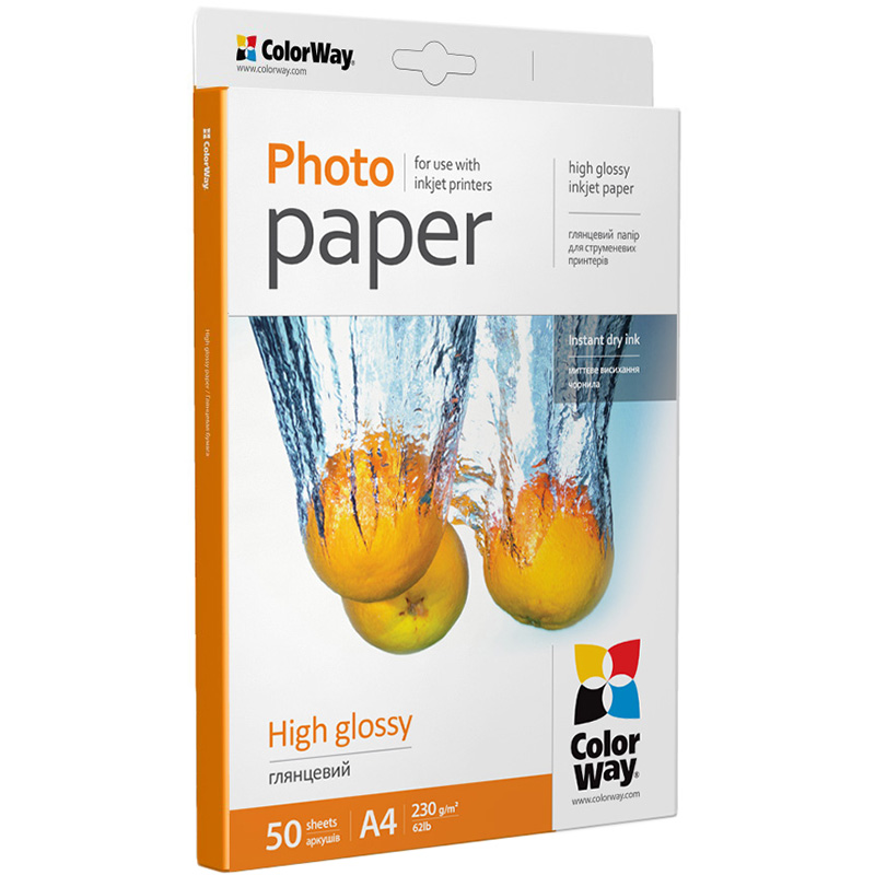 Фотопапір CW глянцевий 230г/м, A4 ПГ230-50