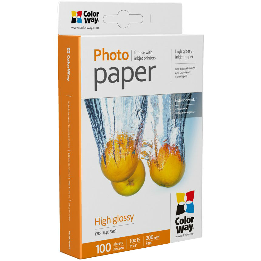 Фотопапір COLORWAY глянцевий 10Х15 200г/м Тип фотопапір