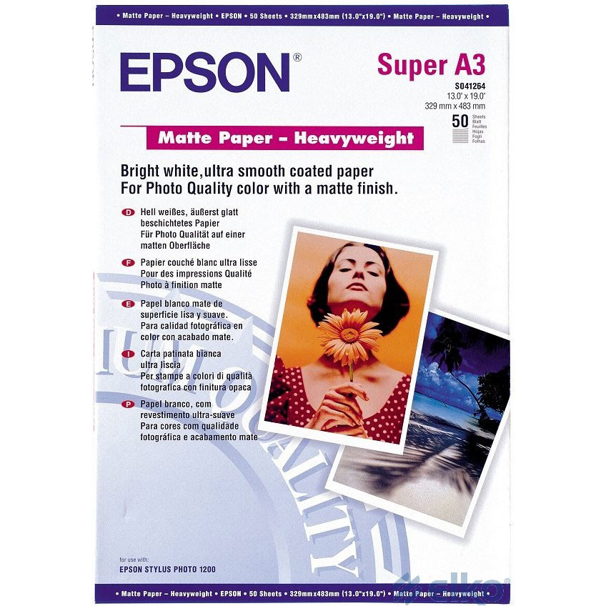 Фотобумага EPSON Matte Paper-Heavyweight A3+ 167г/м2, 50л (C13S041264)