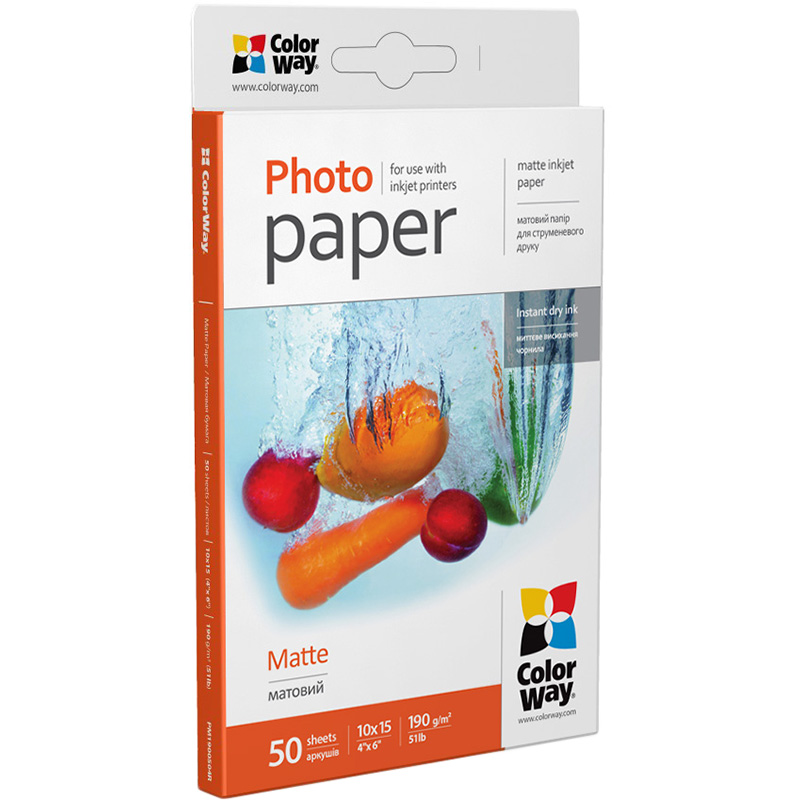 Фотопапір COLORWAY 190г/м, 10x15 PM190-50
