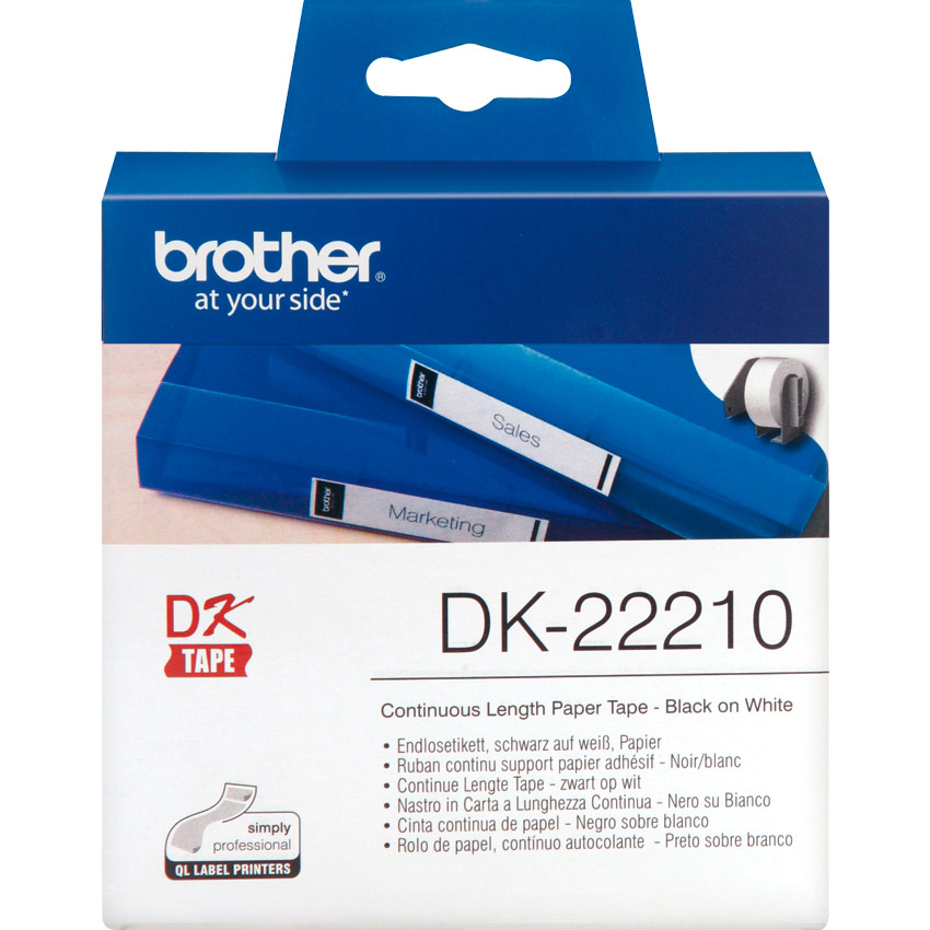 

Лента BROTHER 29mm Black on White (DK22210), для QL-1060N/QL-570/QL-800 (DK22210)