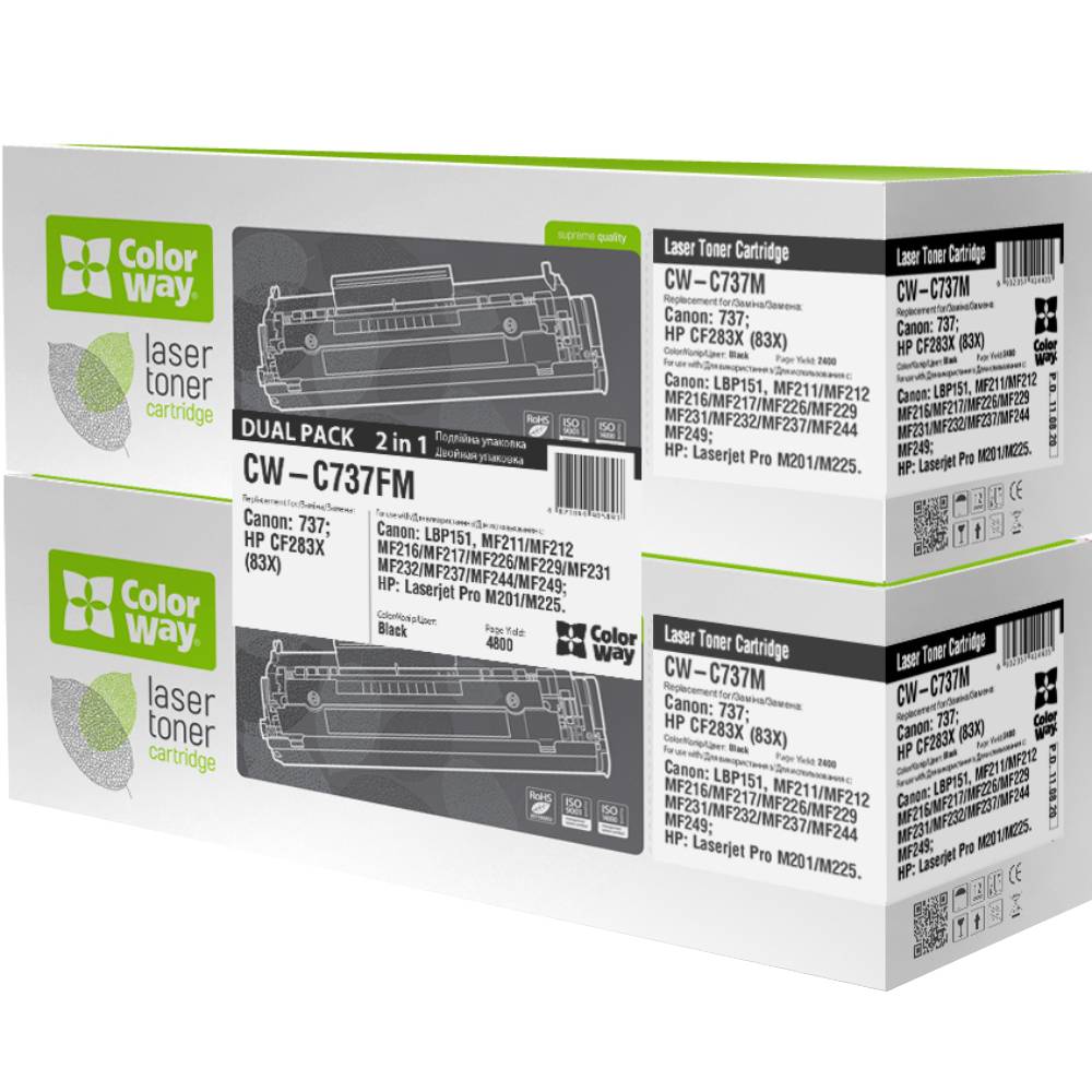 Внешний вид Картридж COLORWAY CANON 737 MF211 / MF212w / MF216n DUAL PACK (CW-C737FM)