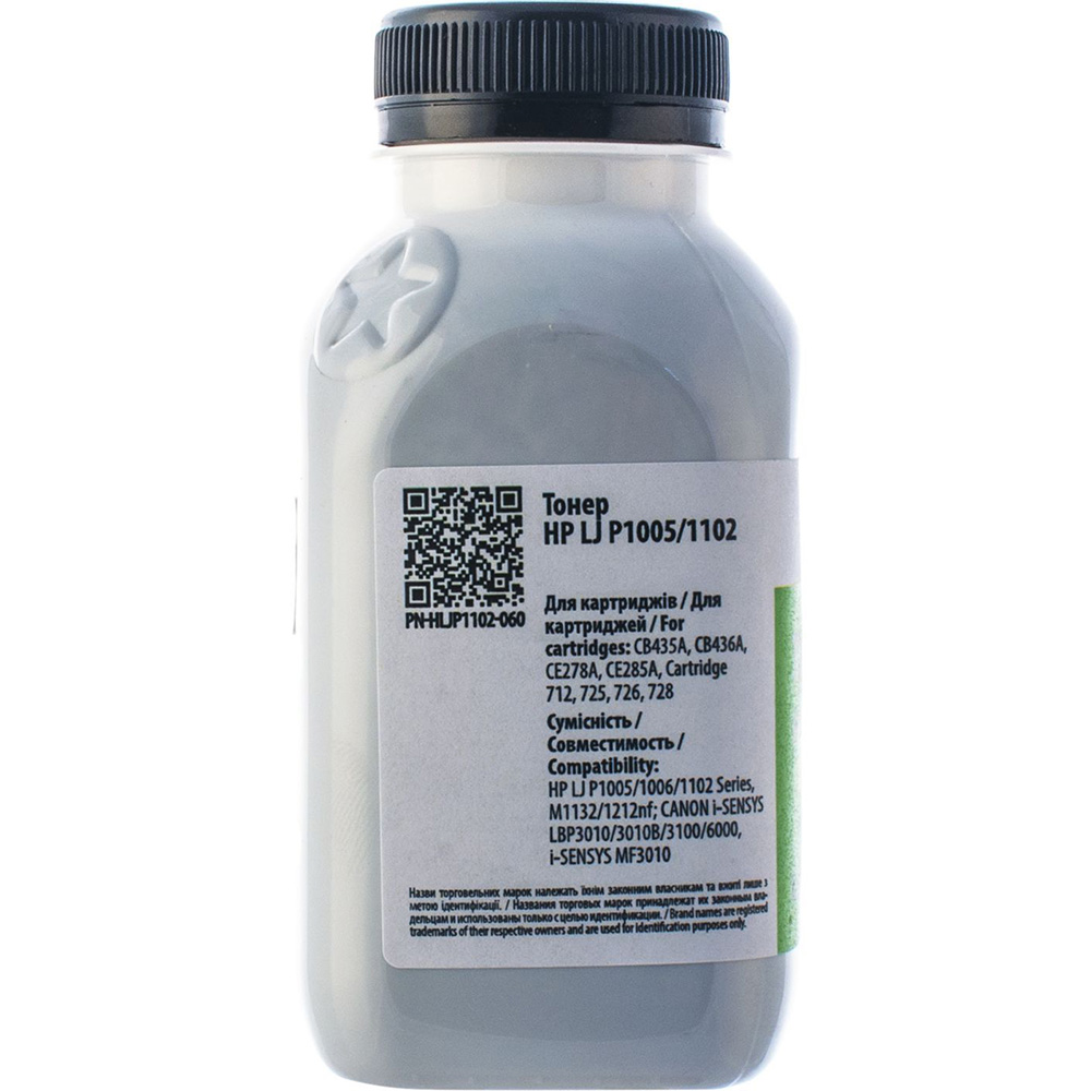 Тонер PATRON HP LaserJet P1005/1102 CB435/CE285A/712/725 60 г Black (T-PN-HLJP1102-060) Для бренда Hewlett-Packard