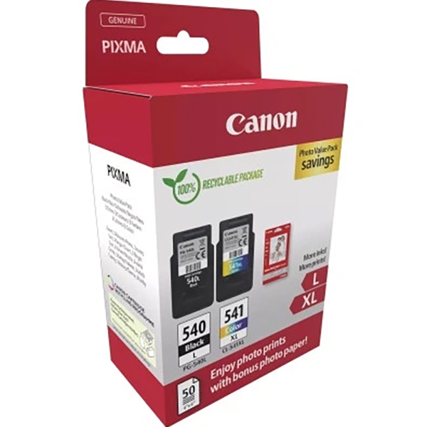 Набір картриджів + фотопапір CANON PG540 Multipack PG-540L/CL541XL Black, Color + Glossy Photo Paper (5224B012) Тип оригінальний
