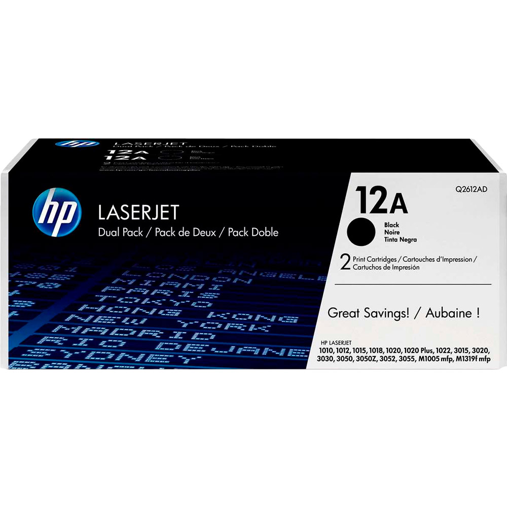 

Картридж HP 12A 2 x 2000 стр Black (Q2612AF), Q2612AF Black Pack