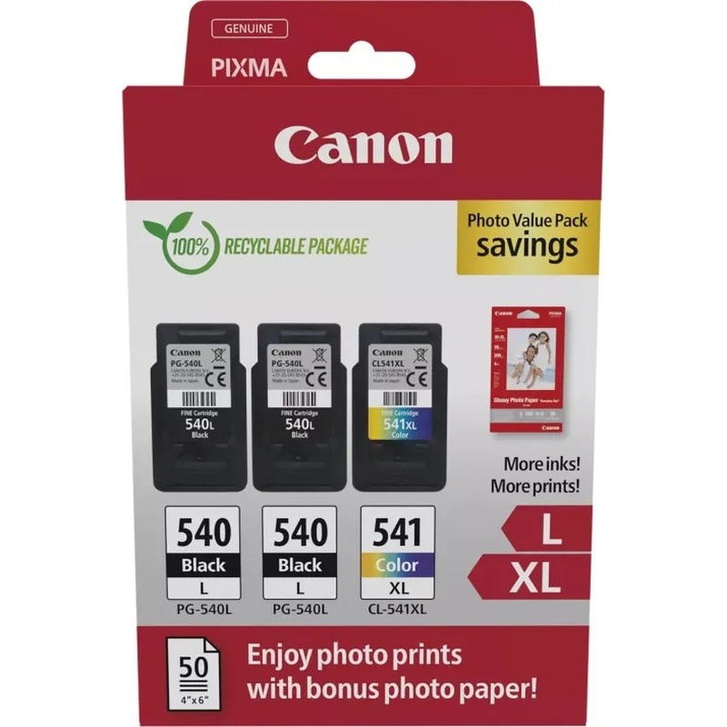 Набор картриджей CANON PG-540 Multipack PG-540L*2/CL-541XL 2xBK, Color + GP-501 Glossy Paper (5224B015)