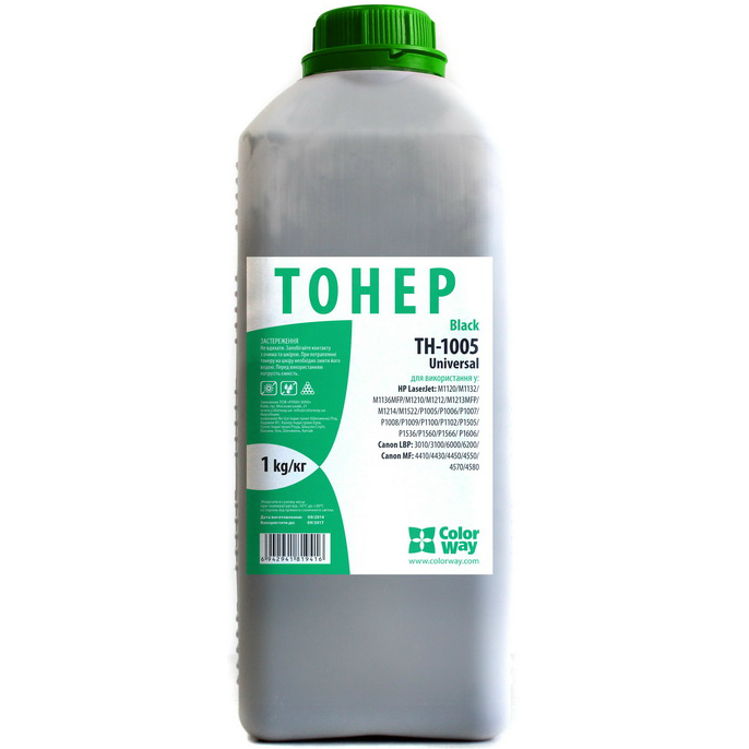 

Тонер ColorWay TH-1005-1B, HP LJ P1005/P1505(1kg) Universal bottle TH-1005-1B