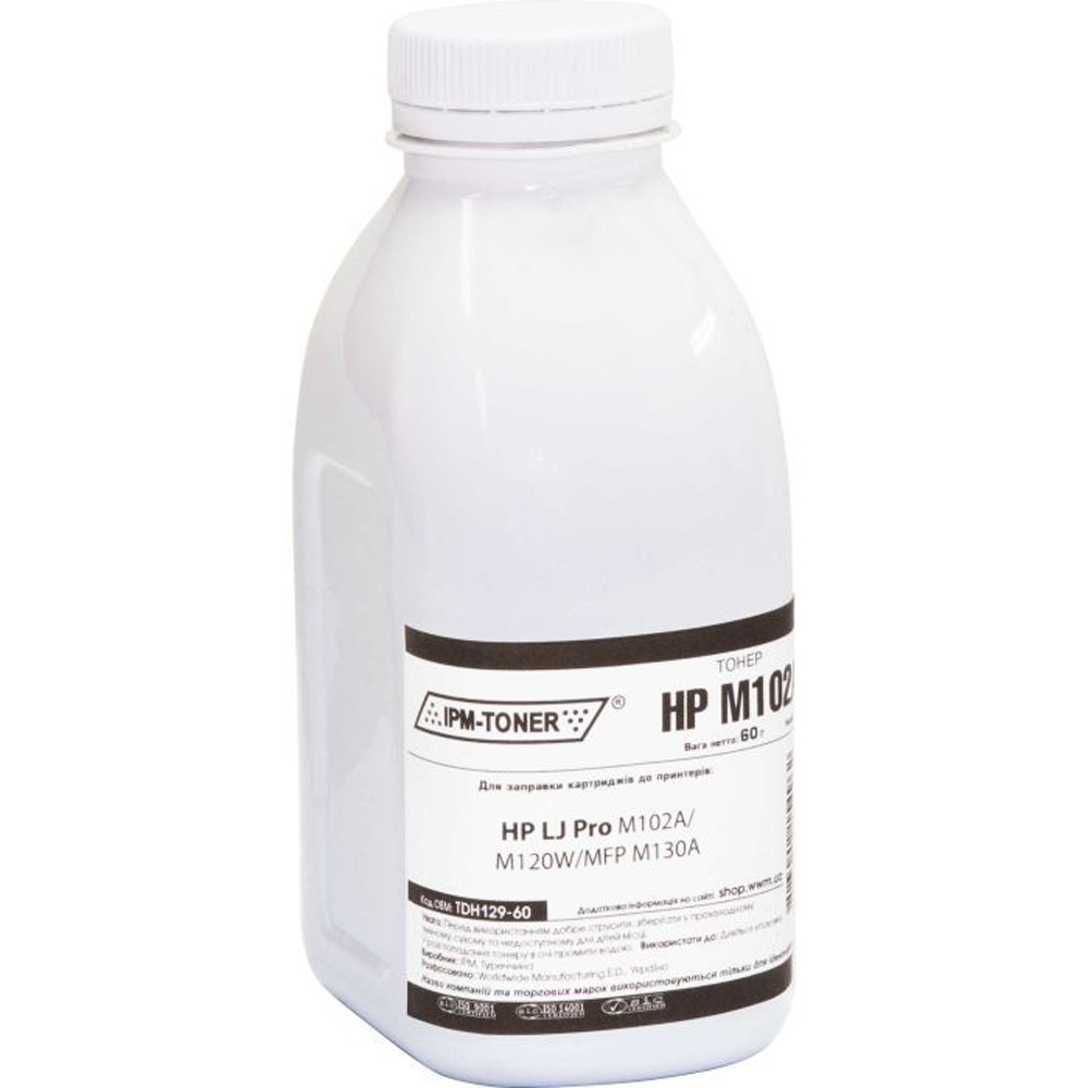 Тонер IPM для HP LJ Pro M102A/102W/130A 60г Black (TDH129-60)