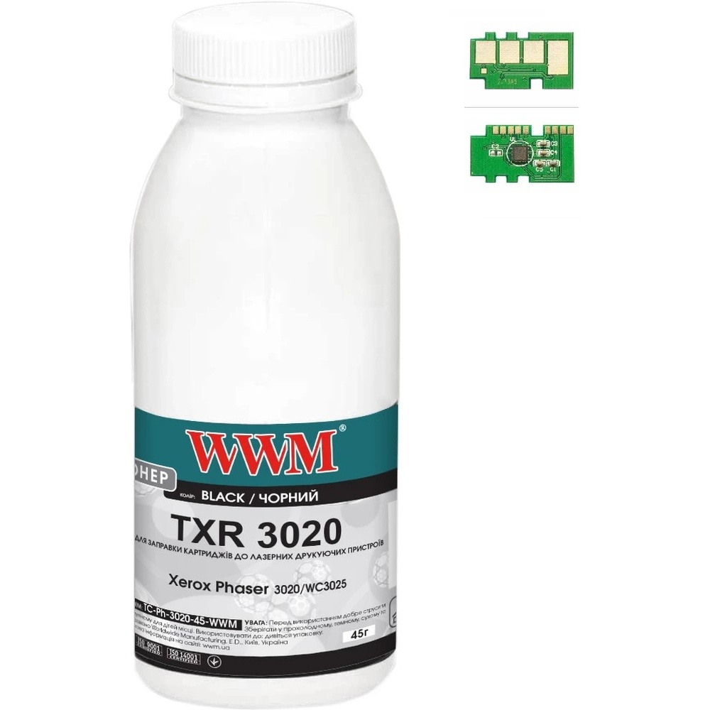 Тонер и чип WWM для Xerox Ph3020/WC3025 45 г Black (TC-Ph-3020-45-WWM)