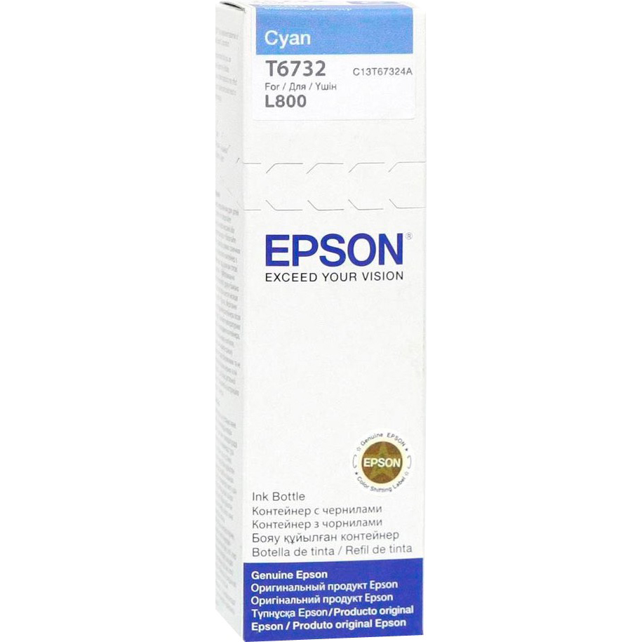 Чернила EPSON L800 Cyan (C13T67324A) Тип на основе красителя (водорастворимые)