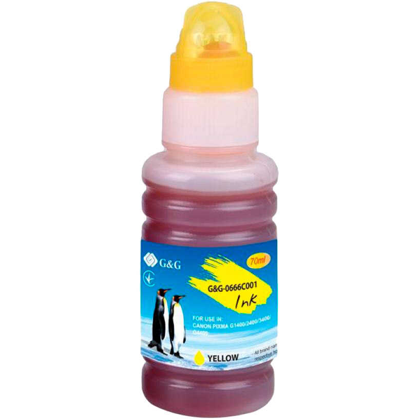 

Чернила G&G для Canon GI-490 PIXMA G1400 Yellow 70 мл (G&G-0666C001), Чернила Canon GI-490 PIXMA G1400 Yellow 70ml