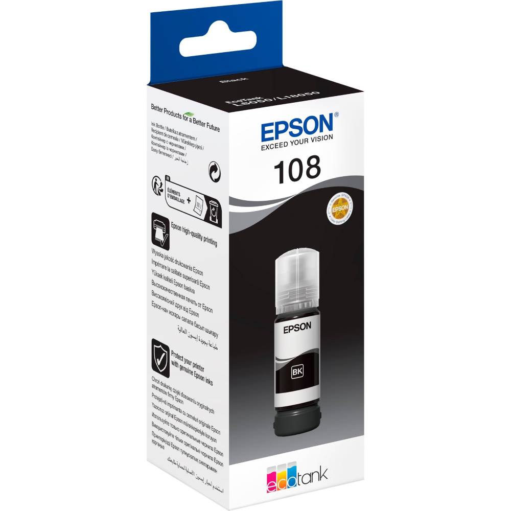 Контейнер із чорнилом EPSON 108 EcoTank L8050/L18050 Black (C13T09C14A) Тип пігментні