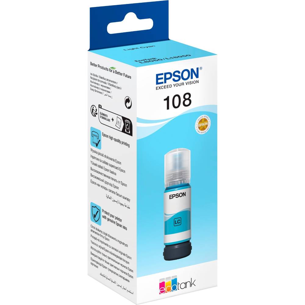 Контейнер с чернилами EPSON 108 EcoTank L8050/L18050 light cyan (C13T09C54A) Тип пигментные