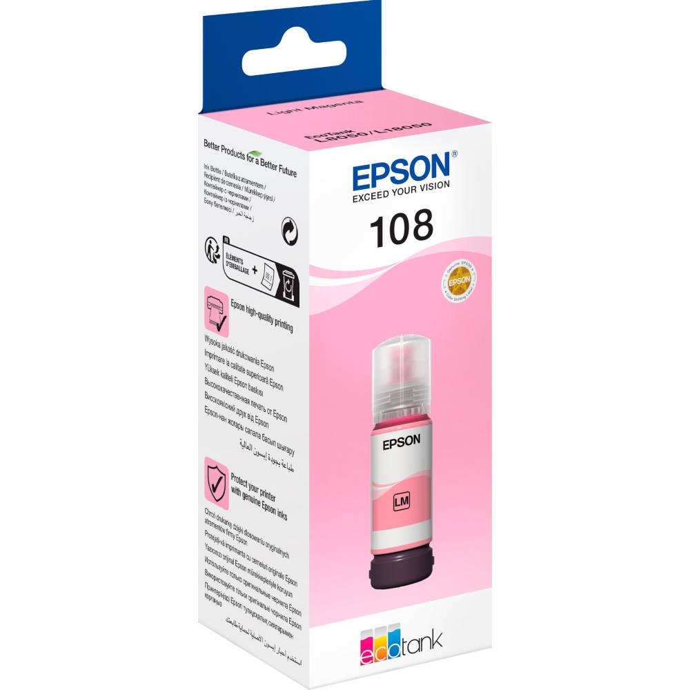 Контейнер із чорнилом EPSON 108 EcoTank L8050/L18050 Light Magenta (C13T09C64A) Тип пігментні