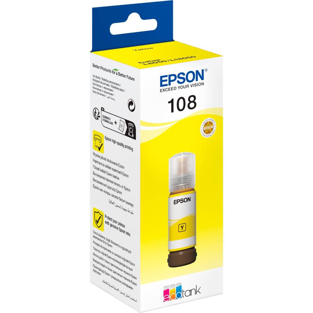 Контейнер с чернилами EPSON 108 EcoTank L8050/L18050 yellow (C13T09C44A) Тип пигментные