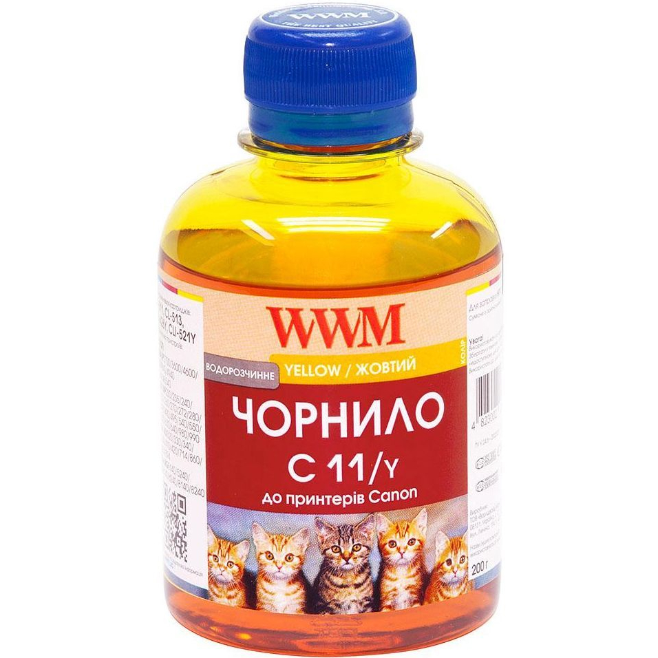 Чернила WWM для CANON CL511/513/CLI521C 200 мл Yellow (C11/Y)