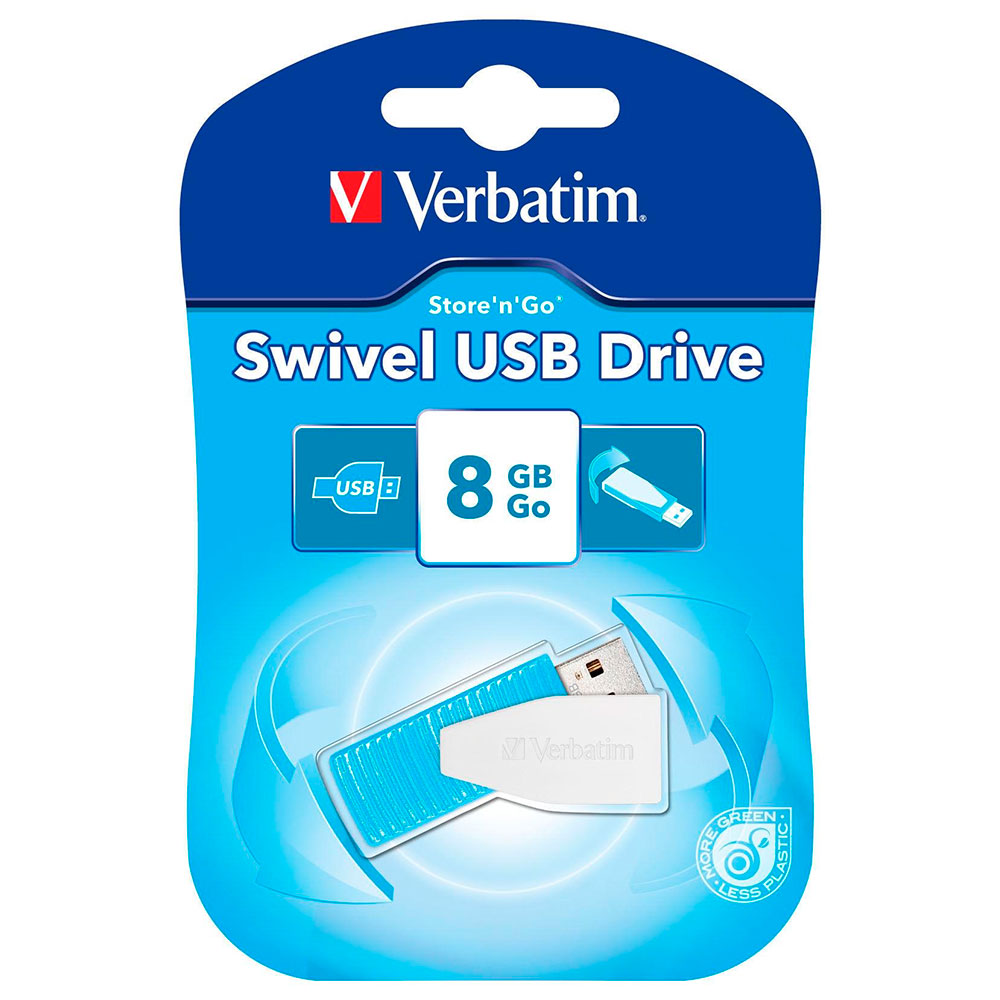 Флеш-драйв VERBATIM USB Drive 8Gb STORE'N'GO SWIVEL BLUE 49812 Материал корпуса пластик