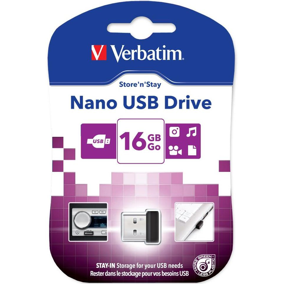 Флеш-драйв VERBATIM STORE'N'GO NANO 16 Gb (97464) Материал корпуса пластик