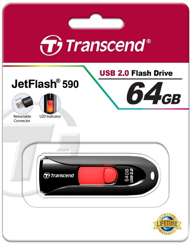 Флеш-драйв Transcend 64 GB JetFlash 590TS64GJF590K Материал корпуса пластик