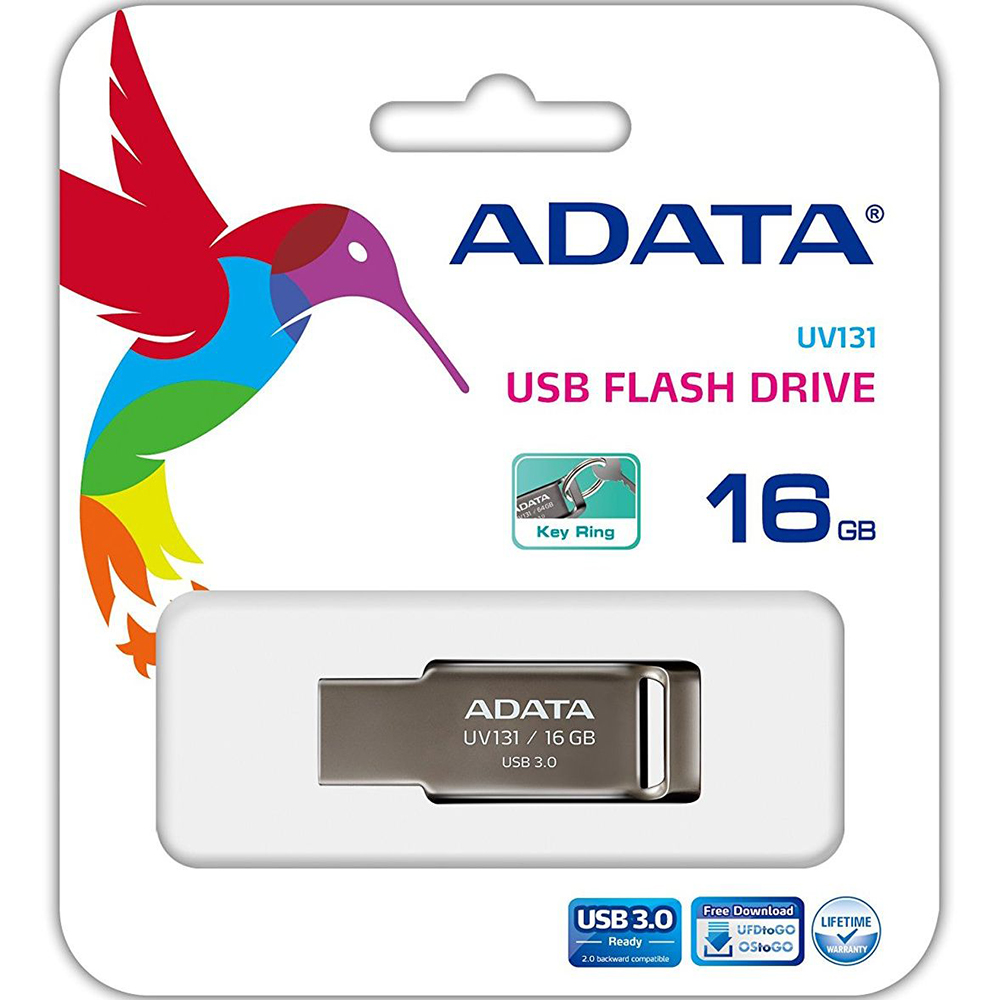 Флеш-драйв A-DATA UV131 16 Gb Grey (AUV131-16G-RGY) Конструкция монолит